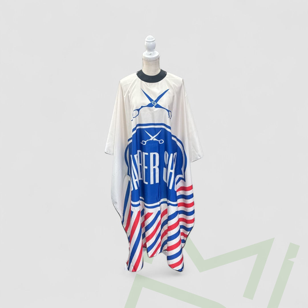 Barber & Stylist Cape – Cream with Scissor Print - MDI Salon Equipment