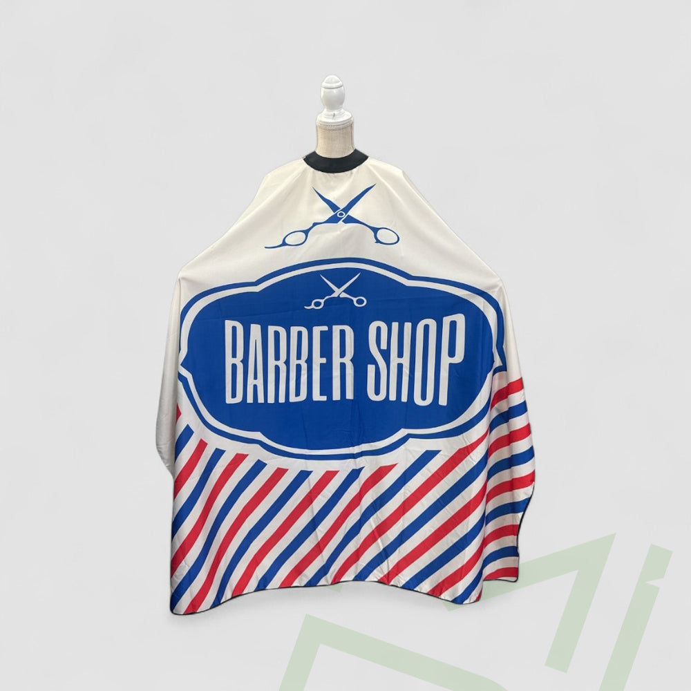 Barber & Stylist Cape – Cream with Scissor Print - MDI Salon Equipment