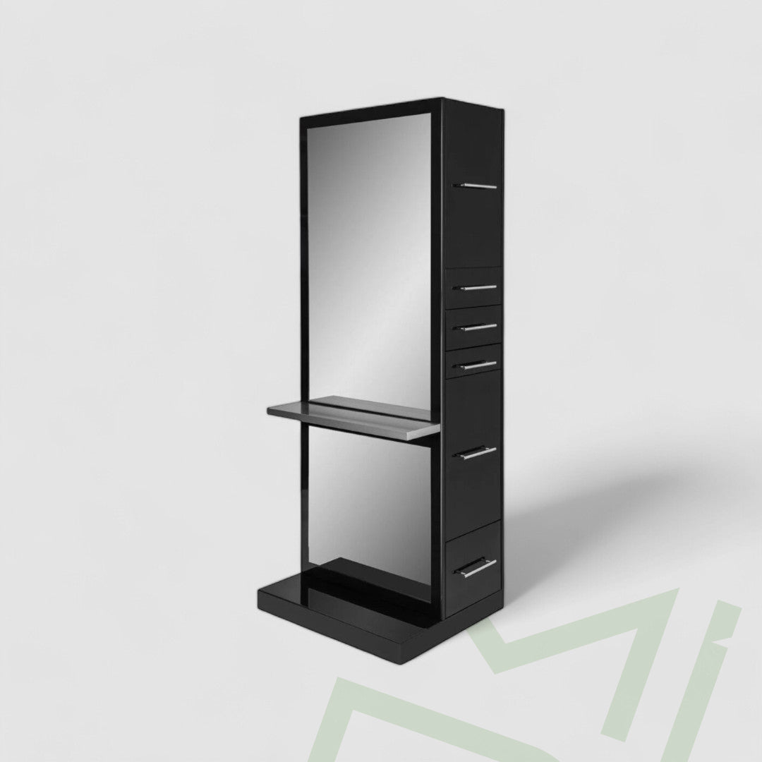 Premium Matte Black Single-Sided Salon Furniture - MDI Salon Equipment
