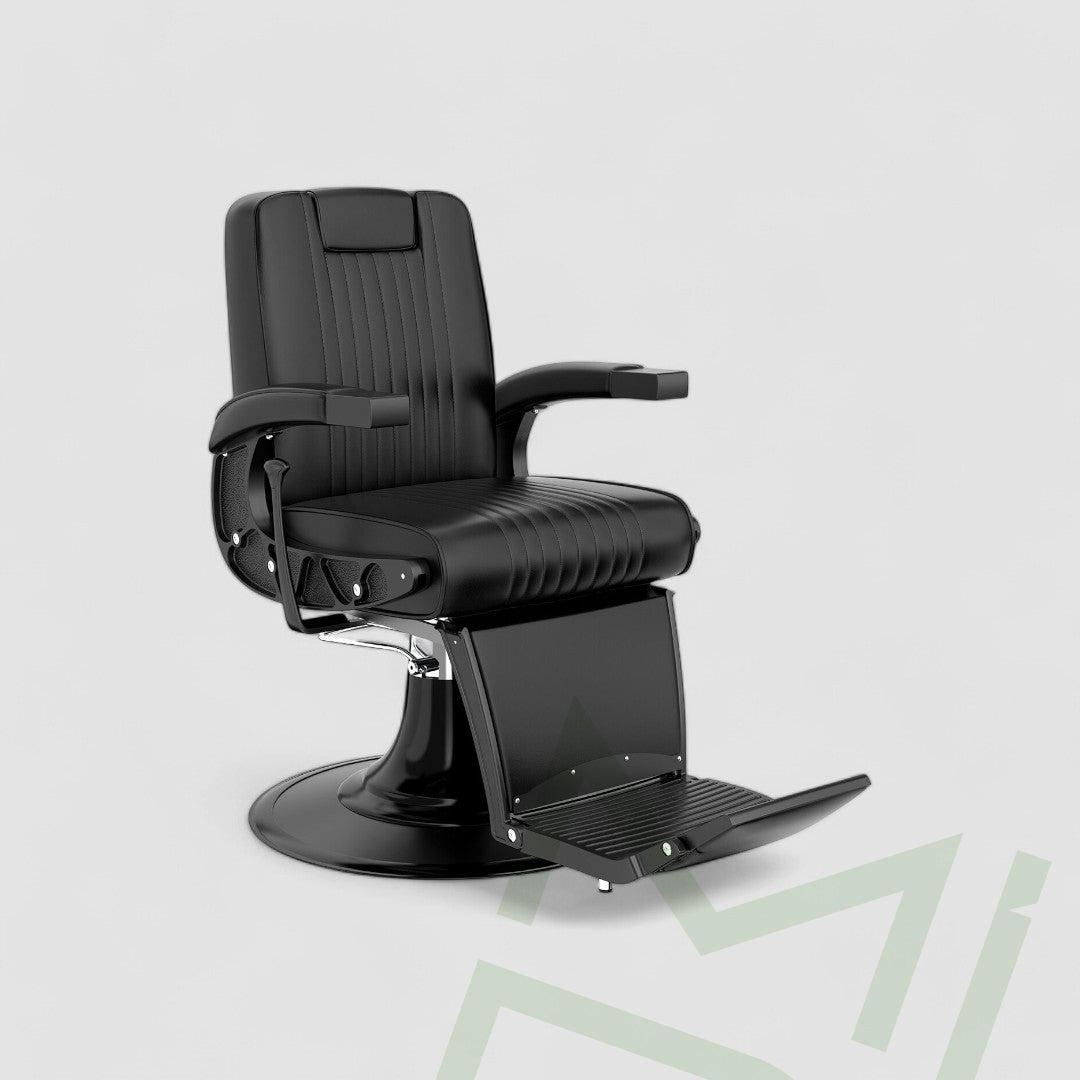 Troy Deluxe Comfort Black Barber Chair - MDI Salon Equipment