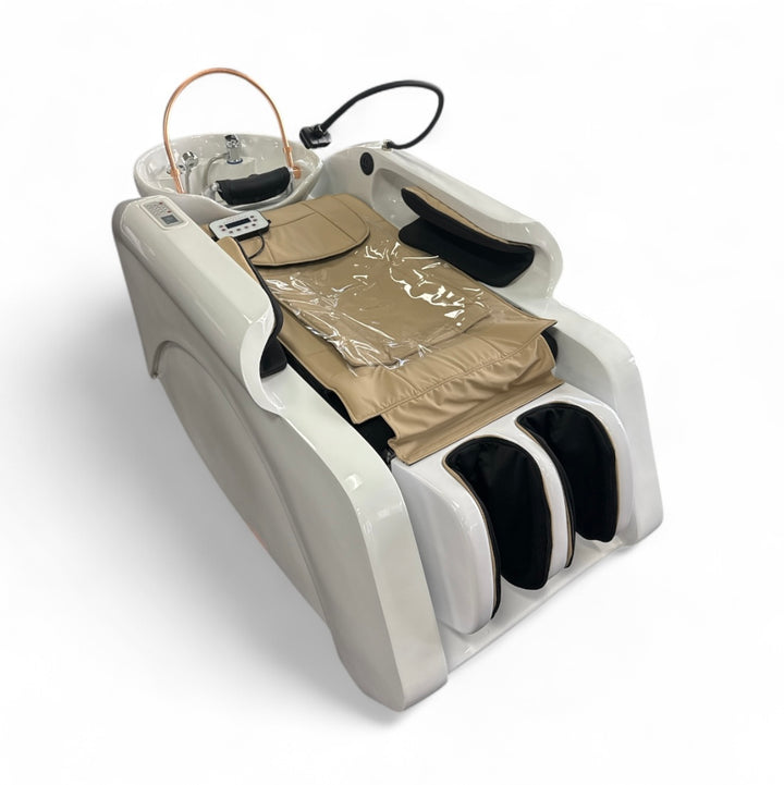 Delta White Multifunctional Japanese Style Hair Spa and Shampoo Massage Chair - MDI Salon Equipment