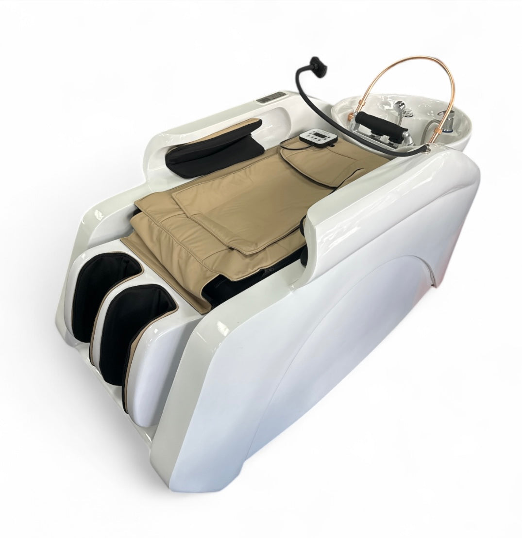 Delta White Multifunctional Japanese Style Hair Spa and Shampoo Massage Chair - MDI Salon Equipment