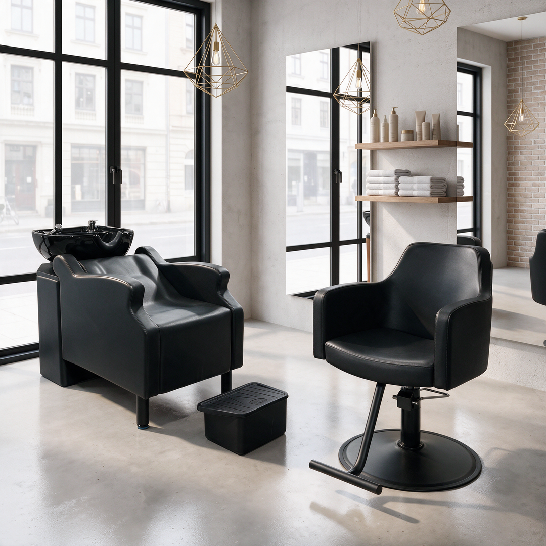 Salon Equipment Package – Lumina Shampoo System & Halo Styling Chair - MDI Salon Equipment