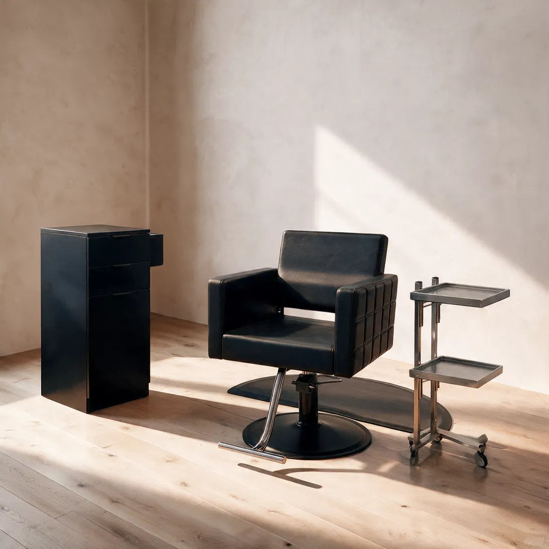 Stylist Station Package – Sofia Chair, Vulor Station, Trolley Cart & Mat - MDI Salon Equipment