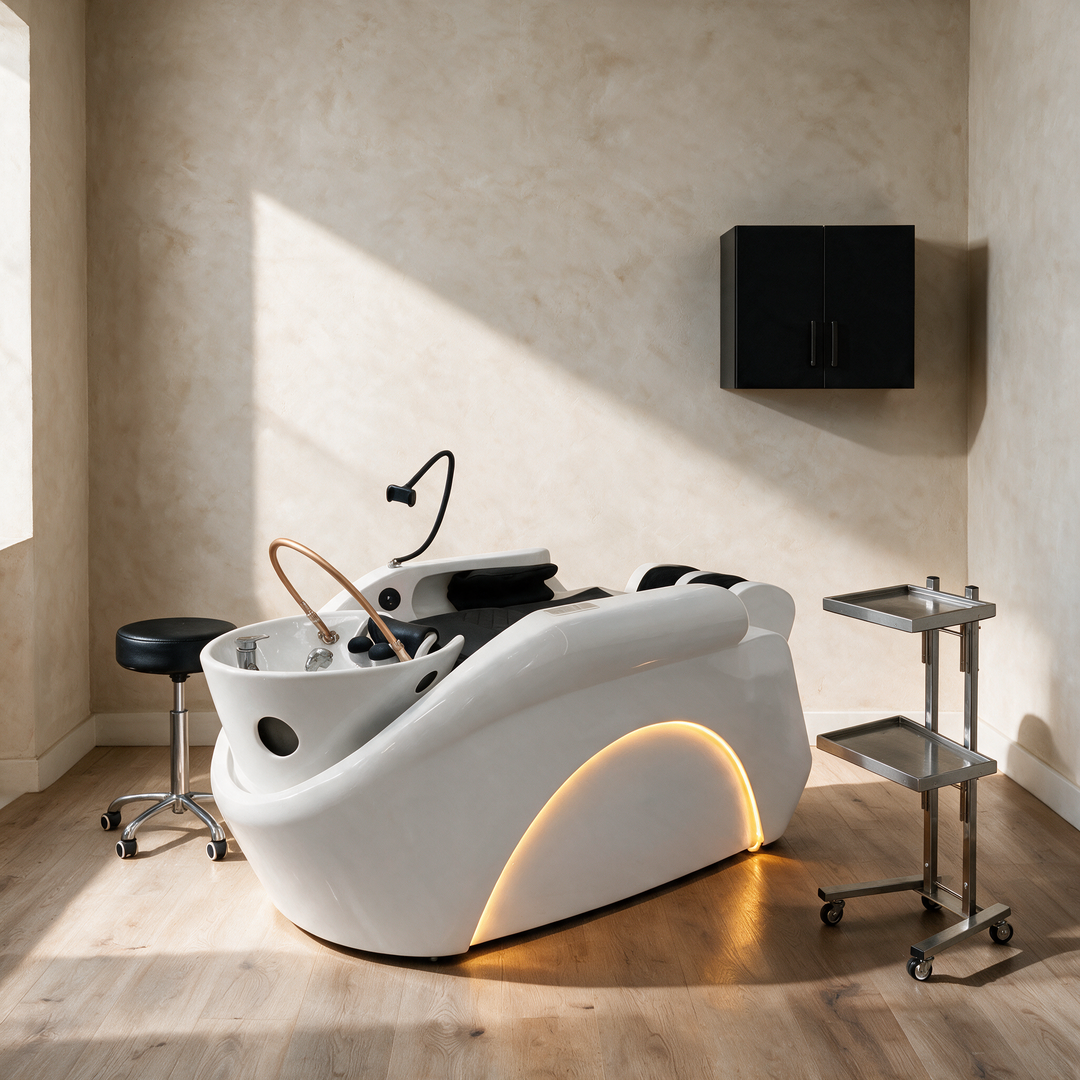 Head Spa Suite Package – Delta Japanese Head Spa Unit, Stool, Towel Cabinet & Trolley