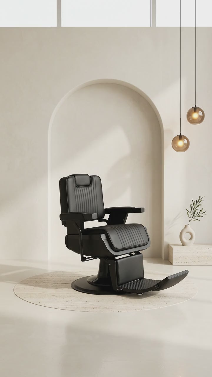 Sillón de barbero de lujo negro Impero